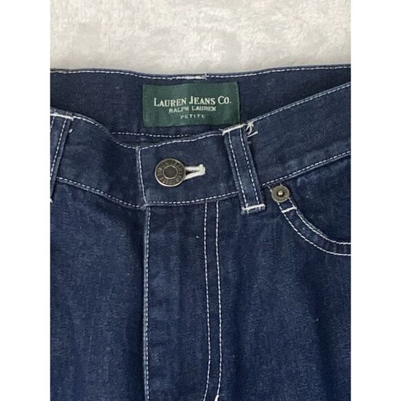 Lauren Jeans Co. Premium Womens Jeans Mid Rise Blue Dark Wash‎ Denim Size 2P - Picture 3 of 16